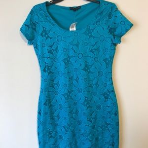 Tiana B. Teal flower lace dress